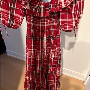 NWT Hill House Corinne Nap dress XS Red and White Plaid Nap Dress